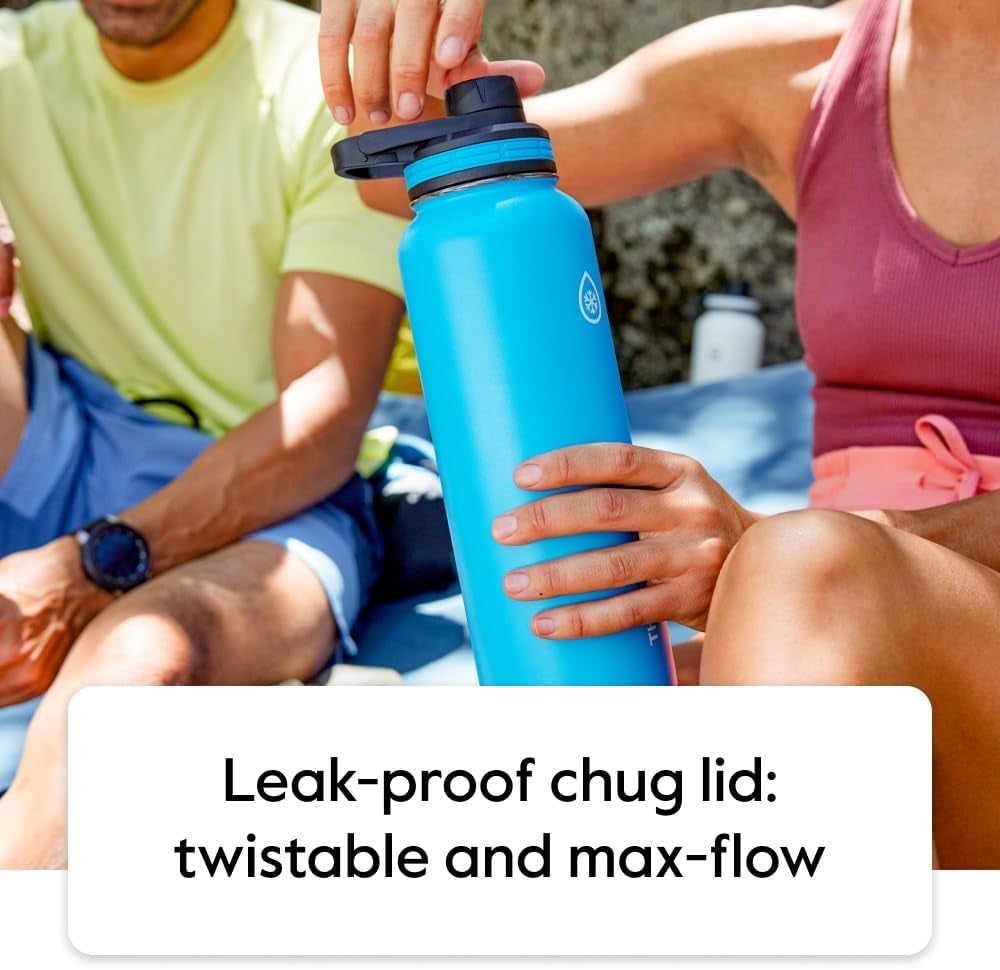 18 Oz Double Wall Vacuum Insulated Stainless Steel Water Bottle with Spout and Straw Lids, White
